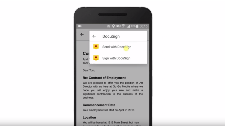 docusign gdocs android addon
