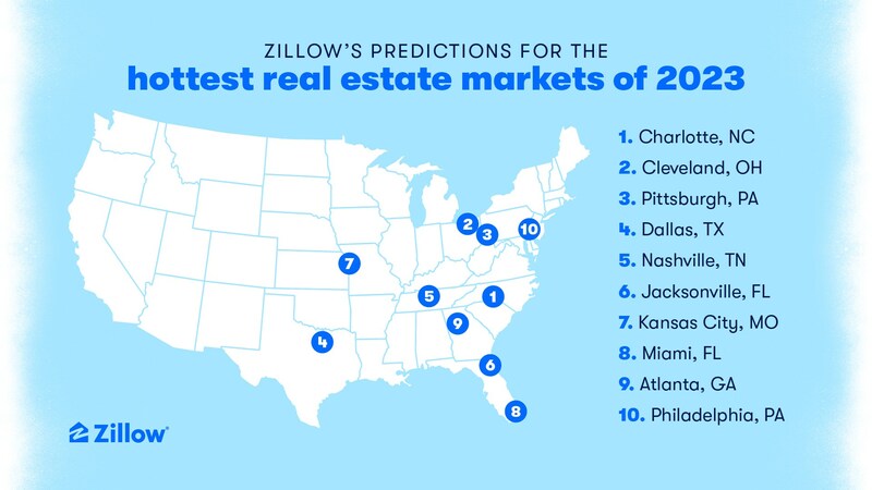 2023 Hottest Markets Map Zillow