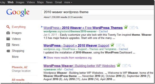 WordPress Weaver Google results thumb